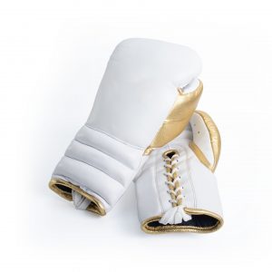 Boxing Gloves Lace Up - White/Gold