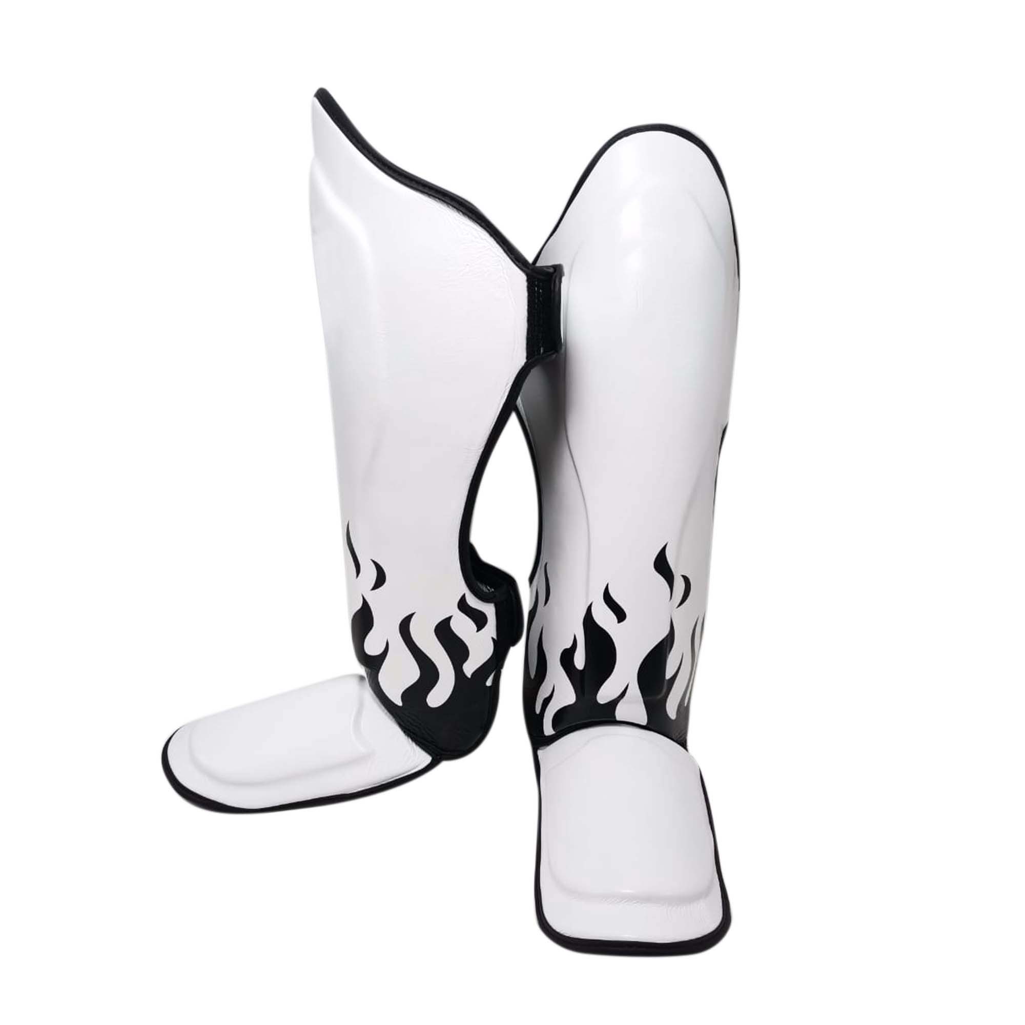 Muay Thai Shin Pads Leather - White (1)